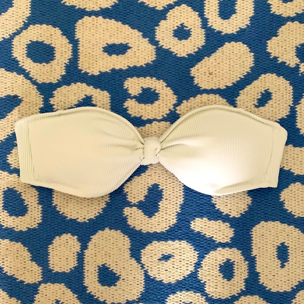 Aerie Ribbed White Bandeau Bikini Top